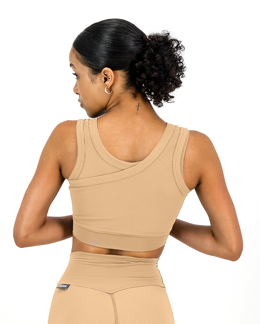 Rib Aspire Twist Bra  Mocha – Kheper Athleisure